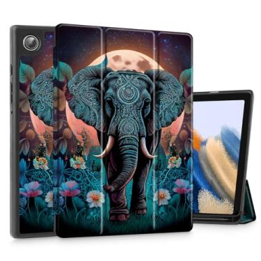 Imagem de Tuiklol Capa para Samsung Galaxy Tab A9 de 8,7 polegadas, modelo lançado em 2023 (SM-X110/X115/X117), capa rígida protetora de TPU fino para despertar/hibernar automático para Galaxy Tab A9, elefante fofo