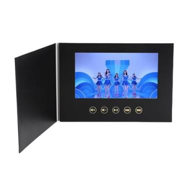 Imagem de PUSOKEI Livro de vídeo de 17,78 cm, cartão de felicitações gravável com reprodução automática - Placa de vídeo digital de publicidade para loja de casamento, suporte 720p MP4 JPEG, tamanho A5 portátil