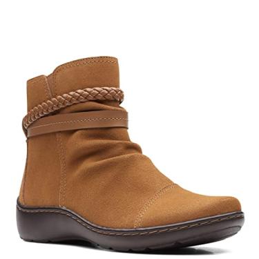 Imagem de Clarks Bota feminina Cora trançada no tornozelo, Camurça cáqui escura, 9.5