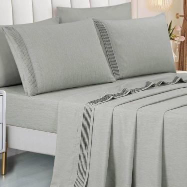 Imagem de Cama Posta King Size Lizzie 300 Fio Lençol Luxo 100% Algodao