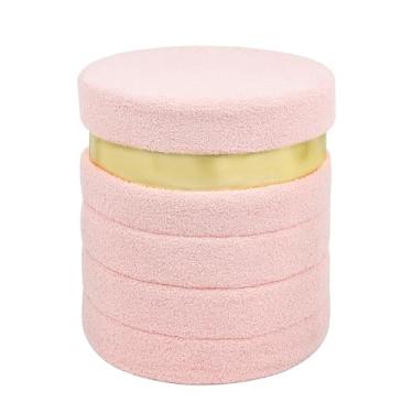 Imagem de xupersodys Otomana redonda de armazenamento, banqueta dobrável com acolchoamento macio, banquinho de pé boucle para dormitório, sala de estar e quarto, rosa
