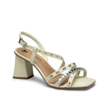 Imagem de Sandália Tanara Salto Bloco - Feminina - Cream-Feminino