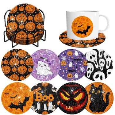 Imagem de Diamond Art Coasters Demonwer 8 Halloween com suporte 5D DIY