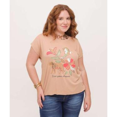 Imagem de Blusa Plus Size Feminina Estampa Frontal Marisa-14002, Bege, G3