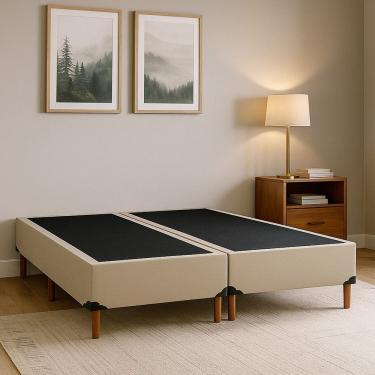 Imagem de Base Box Queen com 12 Pés em Madeira Bege