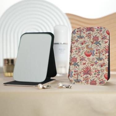 Imagem de Espelho de maquiagem portátil da série Bohemian Pattern, mini espelho de maquiagem portátil dobrável, espelho de contorno quadrado portátil vertical, adequado para todos usarem em várias ocasiões