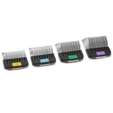 Imagem de Pacote com 4 pentes de substituição para cães e gatos estilo A5 para animais #5-#8, 5/20.3 cm-2.5 cm, pentes guia de fixação de aço inoxidável compatíveis com Oster A5/A6 Andis AG BG AGC Wahl KM2/5/10