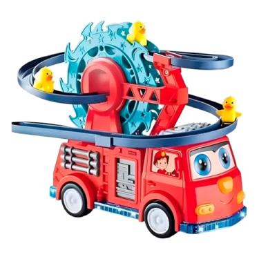 Imagem de Caminhão de Bombeiros com Escorregador e Patinhos, Brinquedo Interativo com Luz e Som, Vermelho, 19x13.5x23cm, 3+ Anos