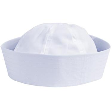 Imagem de JOLYEAK White Sailor Hats Yacht Hat Navy Captain Cap Halloween Sailor Costume White Hats for Women Men (22 Inch In Circumference)