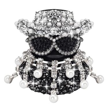Imagem de wonuu Diamond Rubber Duck Car Dashboard Decorations Car Ornaments for Cool Car Accessories Pearl Necklaces, Long-Black