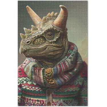 Imagem de Quebra-cabeças engraçados de dinossauro vestido, 500 peças, adultos, animais, floral, natureza, jogos, presentes tecnológicos