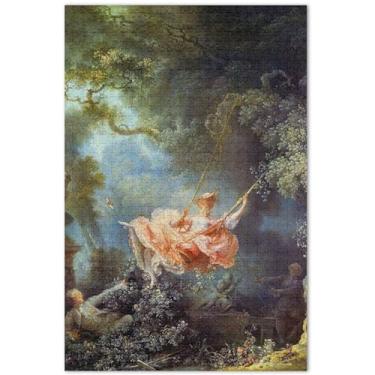 Imagem de Quebra-cabeça personalizado Jean Honoré Fragonard com pintura swing adulto 500 peças de brinquedo de arte Prime Puzzles presentes para jogo de elefante branco, 50,5 x 14,9 polegadas