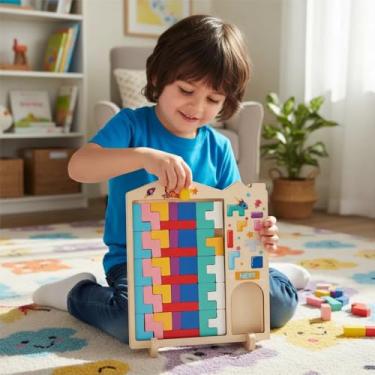 Imagem de Tabuleiro Educativo Quebra-Cabeça Madeira 20 X 20 cm 3d Brinquedo Pedagógico Desenvolver o cérebro