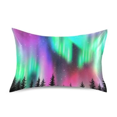 Imagem de Fronhas coloridas LNight Sky Black Tree Cetim Estampa Refrescante King Queen Almofadas Padrão Animal Floral Decoração de Cama Fronha Tamanho Padrão 66 cm x 50 cm