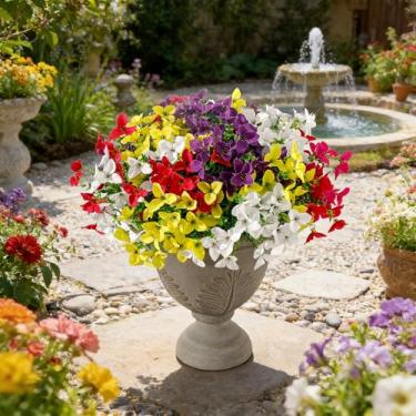 Imagem de Apeair 12 pacotes de flores artificiais para atividades ao ar livre, plantas falsas resistentes a raios UV, para primavera, verão, pendurar na varanda, janela, jardim, decoração de casa