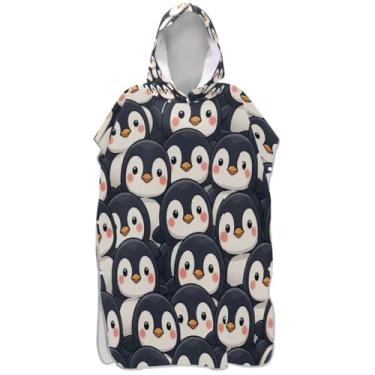 Imagem de Joisal Poncho de surfe plus size trocador roupão adulto praia banho toalhas com capuz pinguins bonitos ponchos femininos com capuz