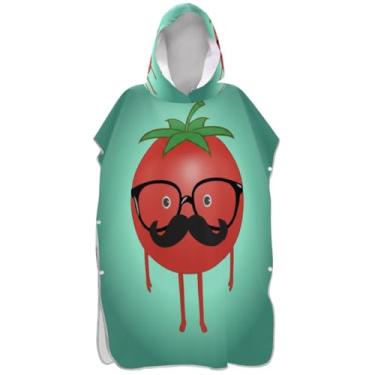 Imagem de Joisal Poncho de surfe para adulto trocador de roupas de banho de praia com capuz ponchos femininos leves com capuz desenho animado engraçado verde tomate