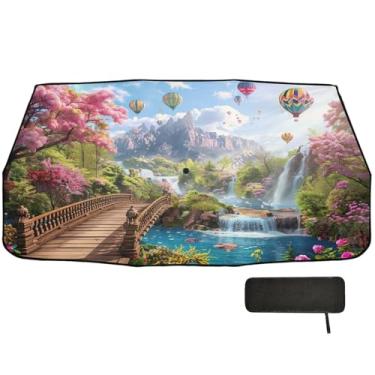 Imagem de Guarda-sol de balão de ar quente Romantic Valley para SUV Para-brisa dianteiro Proteção de isolamento térmico Guarda-chuva de para-brisa 147.3 cmx75.4 cm Car Sun Shield