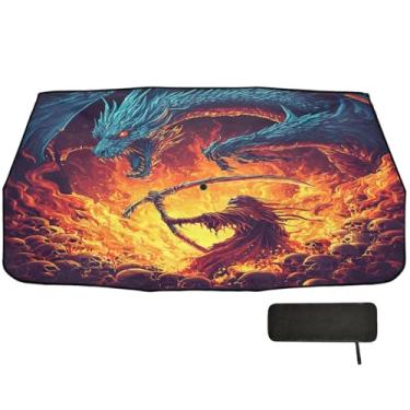 Imagem de Reaper Dragon Fight Car Shade Para-brisa Frontal Proteção de Isolamento Térmico Para-brisa Guarda-Chuva Sombra de Sol, Persianas de Janela Dianteira