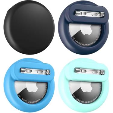 Imagem de Wowwat Compatível com suporte Apple Air Tags para crianças, pacote com 4 capas ocultas com pino de segurança, antiperda para crianças, bebês, idosos, bagagem, sapatos, roupas - preto + azul escuro +