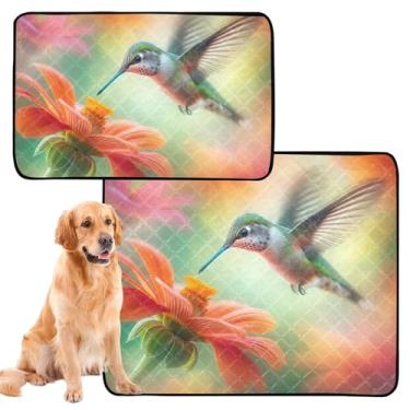 Imagem de Almofada reutilizável de beija-flor de laranja vibrante para animais de estimação, gatos, animais de estimação, tapetes de xixi para cães, à prova d'água, tapete de brinquedo para cachorros, à prova