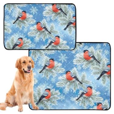 Imagem de Almofadas de xixi laváveis para cães Red Birds Blue Sky Tapete extra grande fofo à prova d'água antiderrapante absorventes almofadas de treinamento de cães, médio + grande, conjunto de 2