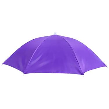 Imagem de GLOGLOW Suprimentos de Secagem Boné de Pesca Dobrável à Prova d'água, Poliéster, Leve, 69 Cm de Diâmetro, para Caminhadas Ao Ar Livre, Acampamento, Guarda-chuva Adulto, Nan (Roxo)