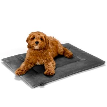 Imagem de KindTail Almofada de gaiola para cães, veludo macio, tapete reversível para cama de cachorro, lavável na máquina, almofada de canil para cães e gatos, almofada de colchão para dormir confortável,