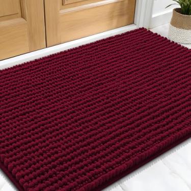 Imagem de OLANLY Tapete de porta de cachorro para patas enlameadas 76 x 50 cm, capacho de lama de chenille ultra absorvente, antiderrapante, lavável e com armadilha de sujeira para entrada interna, tapetes