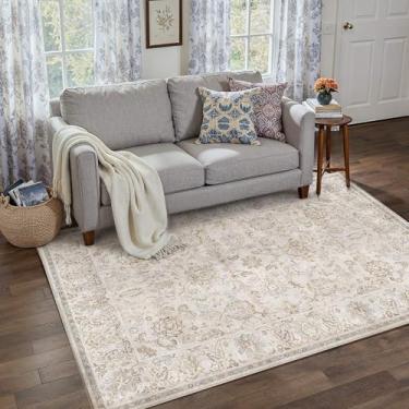 Imagem de HUGEAR Tapetes de área laváveis à máquina vintage cinza - neutro, antiderrapante, resistente a manchas, tapete estético para crianças e animais de estimação, para sala de estar, cozinha, sala de