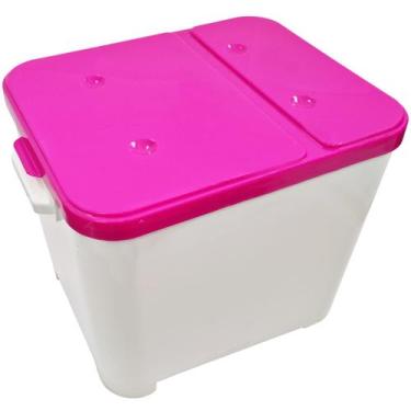 Imagem de Container Furacão Pet Branco Com Tampa Rosa 15Kg