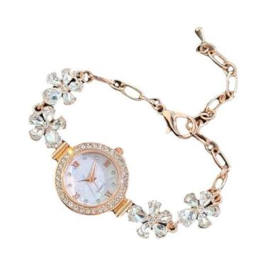 Imagem de Relógio De Pulso Feminino De Moda Com Bracelete De Quartzo, Fecho De F