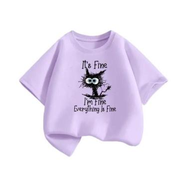 Imagem de Camiseta Infantil De Natal Com Gato Preto, Manga Curta, Algodão, Para 