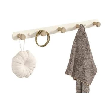 Imagem de Cabide De Roupas De Madeira Sólida Montado Na Parede Com Múltiplos Gan