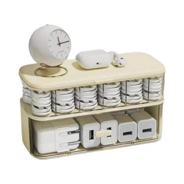 Imagem de Caixa Organizadora De Cabos Transparente Compacta De Dupla Camada Para