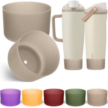 Imagem de Mity rain 2 peças de bota de silicone para garrafa de água Owala 680.4 g 850.5 g 947.2 g 1,134.0 g acessórios, bota translúcida para FreeSip/Twist/Tumbler/Flip, protetor inferior de manga protetora