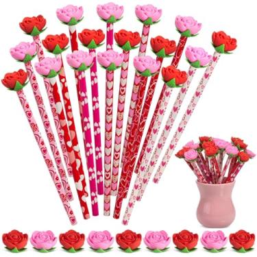 Imagem de Gersoniel Conjunto de 36 lápis a granel, 18 canetas, 18 borrachas inovadoras, conjunto de artigos de papelaria para lembrancinhas de festa, materiais escolares de escritório (lápis de dia dos