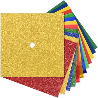 Imagem de Gersoniel 12 folhas de papel de construção para decorações de topo de boné de formatura, 25,4 x 25,4 cm cores glitter cartolina papel para tampas de graduação capa de projeto faça você mesmo