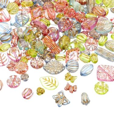 Imagem de 100-130 peças de contas sortidas, contas boêmias coloridas para fabricação de joias, contas em forma de acrílico para pulseiras, brincos artesanais, artesanato faça você mesmo