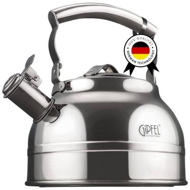 Imagem de Chaleira de Chá 2.2L, com Apito, Aço Inoxidável, GIPFEL INTERNATIONAL 1128, Prateado