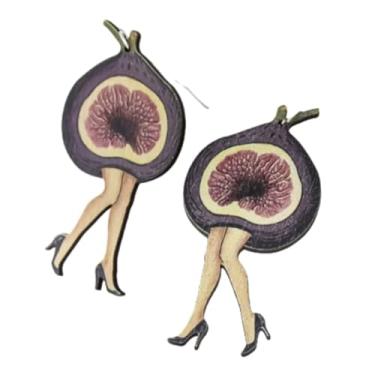 Imagem de Brincos criativos de madeira de figo e perna para mulheres - design artístico exclusivo, para declarações de moda e presentes