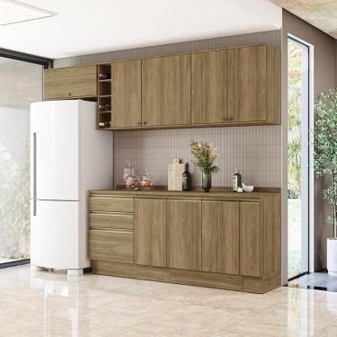 Imagem de Armário De Cozinha Completa Garrafeiro 100% Mdf 280cm Nogueira Celeste Kappesberg