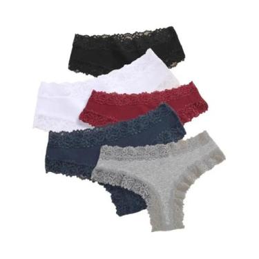 Imagem de Conjunto De Calcinhas Sem Costura De Renda De Algodão plus Size Para M