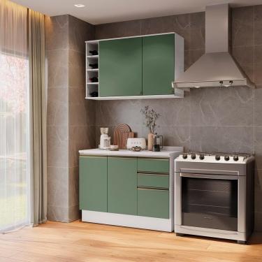 Imagem de Armário De Cozinha Compacta Garrafeiro 100% Mdf 120cm Branco/verde Celeste Kappesberg