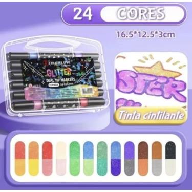 Imagem de Marcador Metálico Caneta de Glitter de Cabeça Dupla Marcador de Cabeça Dupla Brilhante Kit Canetinhas Coloridas - Unidades: 2,12,24,36,48,72,96 (12)