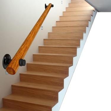 Imagem de AkosOL Kit de corrimão de madeira corrimão de escada de parede para casa corrimão de escada interior construção de villa loft idosos corrimãos de escada antiderrapantes/cor/400 cm, 180 cm