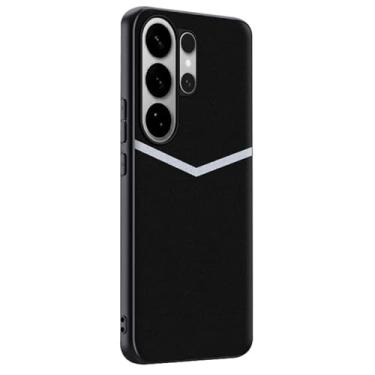 Imagem de LTLMYDAM Capa de couro vegano para Samsung Galaxy S26 Ultra/S26 Plus/S26, capa de telefone fina minimalista com borda macia para homens e mulheres, preta, S26