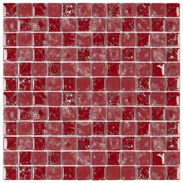 Imagem de Kit 1m² Pastilha de Vidro Ice 30cm X 30cm Vermelha