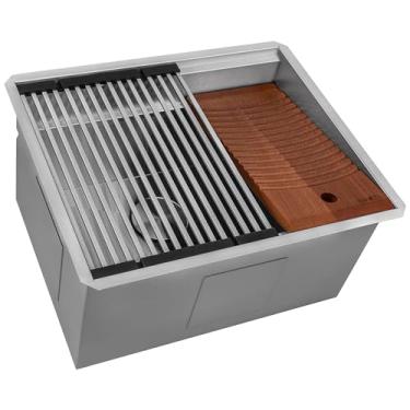 Imagem de Ruvati Lavatório de lavanderia profundo de 58,4 cm x 48,3 cm x 30,5 cm com montagem inferior de aço inoxidável - RVU6525