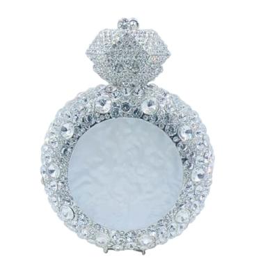 Imagem de Usuisy Novidade anel de diamante cristal clutch feminina bolsa noite festa baile casamento strass clutch bolsas e bolsas, mini, Prata, Mini